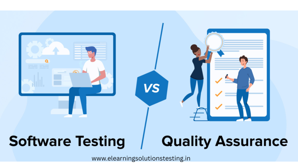 Software tester analyzing code while a QA engineer reviews process quality